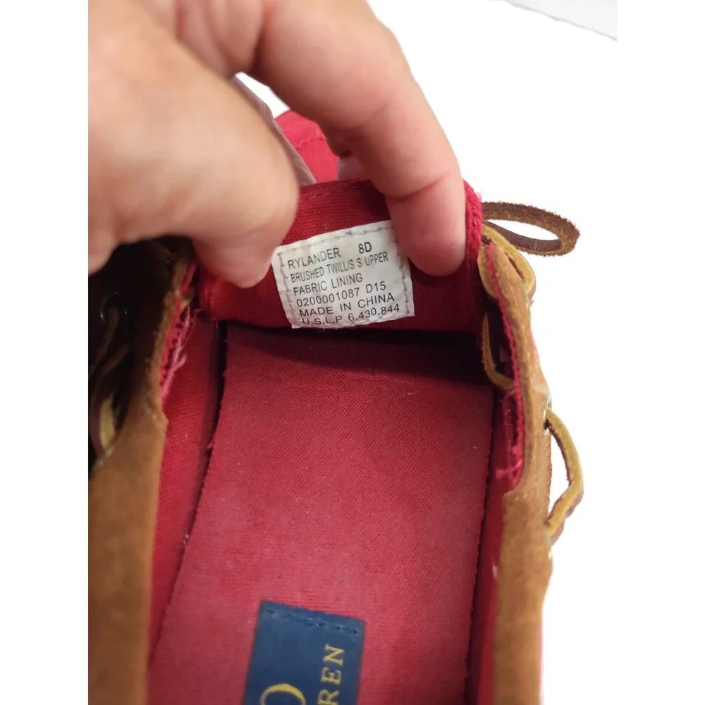 POLO RALPH LAUREN Rylander Boat Shoes Mens 8 D Red/Brown Suede Casual
